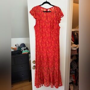 RACHEL Rachel Roy Red and Orange Paisley Maxi Dress